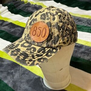 C.C Leopard Print Hat with Tan Patch